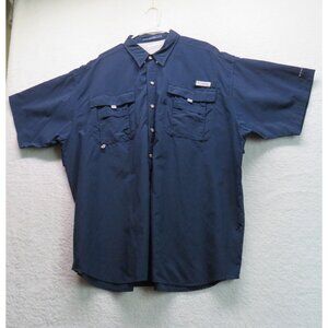 Columbia Shirt Mens‎ Size 3X Bahama Short Sleeve Fishing PFG Blue Nylon